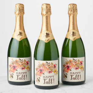 Fijne herfst! Herfstbloemenkrans Sparkling Wijnetiket