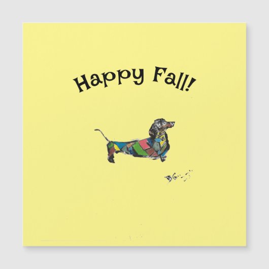 Fijne Herfst! Magnetische Kaart met Dachshund (Voorkant)