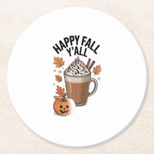 Fijne Herfst Mensen Pompoen Koffie Shotglas Ronde Kartonnen Onderzetter