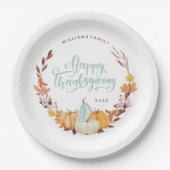 Fijne Herfst met Happy Thanksgiving Papieren Bordje (Voorkant)