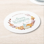 Fijne Herfst met Happy Thanksgiving Ronde Kartonnen Onderzetter (Gebogen)