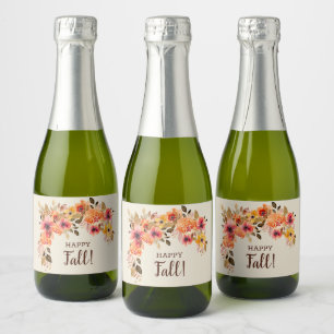 Fijne herfst! Mini herfstbloemenswagslinger Sparkling Wijnetiket