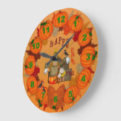 Fijne Herfst Scarecrow Pumpkins-Round Wall Clock Grote Klok (Hoek)