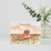 Fijne Herfst Waterverf Pompoenen, Mums, Wielbek Briefkaart (Staand voorkant)