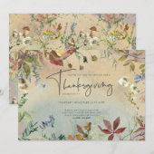 FIJNE HERFST | Waterverf Thanksgiving Dinner Party Kaart (Voorkant / Achterkant)