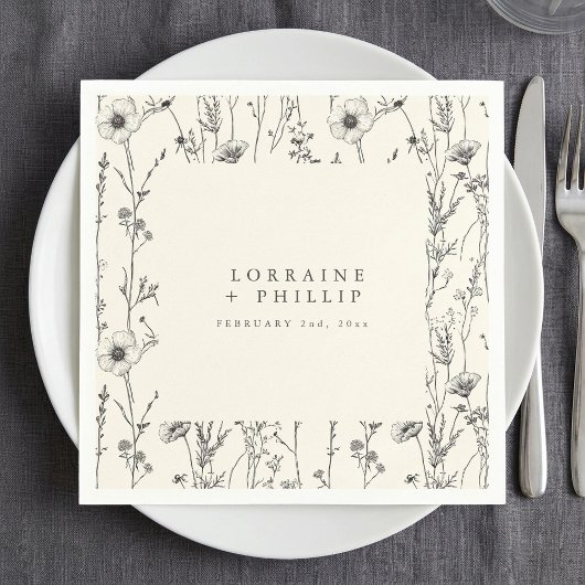 Fijne herfst wilde bloemen bruiloft servet