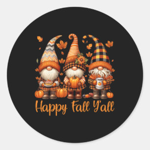 Fijne Herfst Y'all Kabouter Pompoen Herfst Thanksg Ronde Sticker