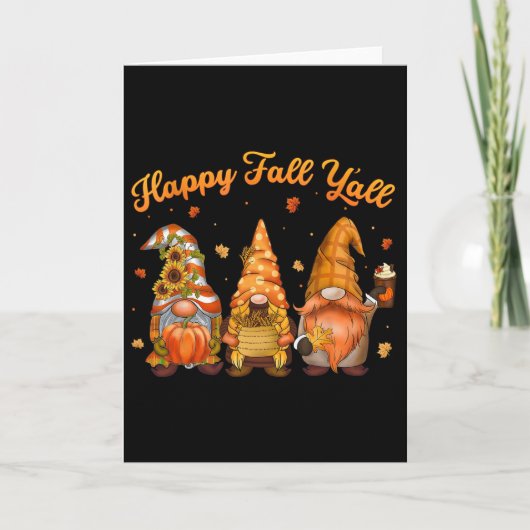 Fijne Herfst Y'all Kabouter Pompoen Herfstbladeren Kaart (Voorkant)