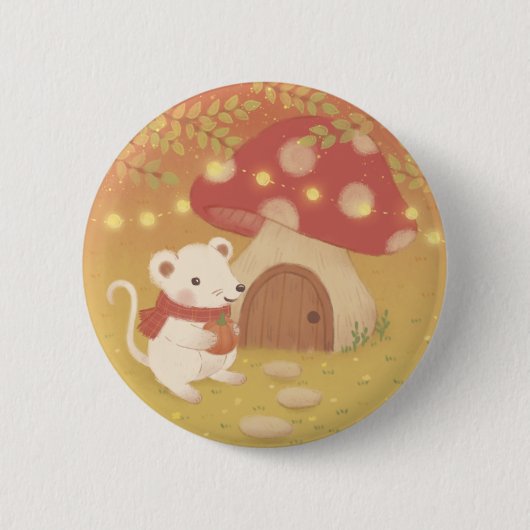 Fijne herfstdagen met de muis ronde button 5,7 cm (Voorkant)