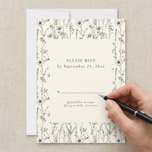 Fijne herfsttuin wilde bloemen RSVP kaart