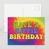 Fijne Hippie Verjaardag Tie Dye Leuke Kleurrijke 7 Briefkaart (Voorkant / Achterkant)