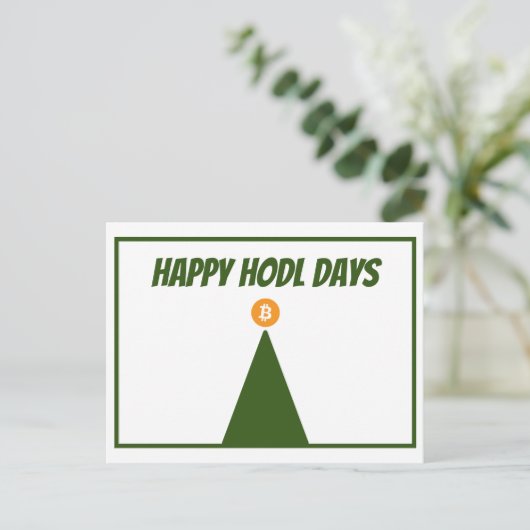 Fijne HODL Dagen Bitcard voor Kerstmis met munt (F Feestdagenkaart (Staand voorkant)