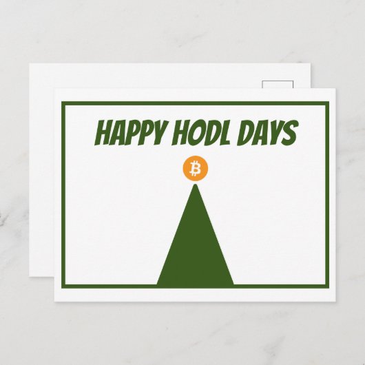 Fijne HODL Dagen Bitcard voor Kerstmis met munt (F Feestdagenkaart (Voorkant / Achterkant)