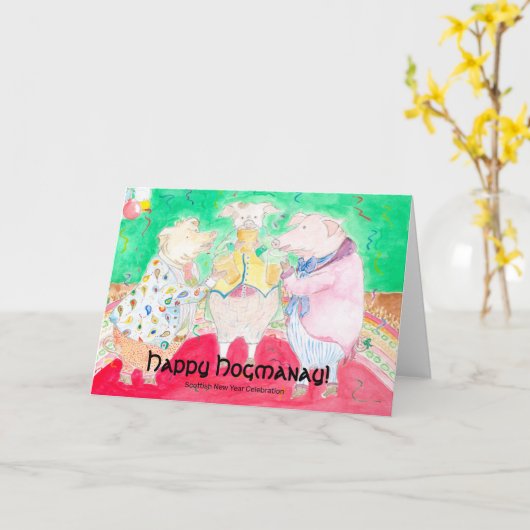 Fijne Hogmanay! Kaart (Gele Bloem)