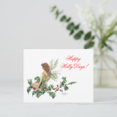 Fijne Holly Days! Fairy Fantasy Art Post Kaart (Staand voorkant)