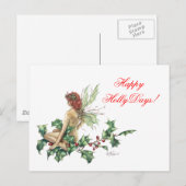 Fijne Holly Days! Fairy Fantasy Art Post Kaart (Voorkant / Achterkant)
