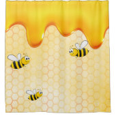 Fijne hommels gele honingraat druppelhoning douchegordijn (Voorkant)