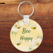 Fijne hommels gele honingraat schattig sleutelhanger (Achterkant)