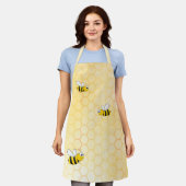 Fijne hommels gele honingraatbaars schort (Gedragen)