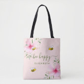 Fijne hommels roos gouden florale monogram tote bag (Voorkant)