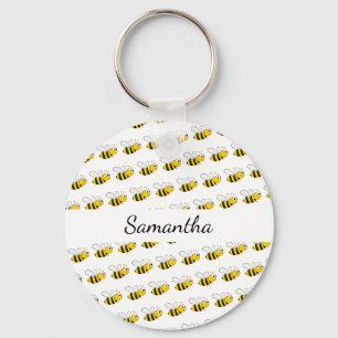 Fijne hommels witte monogram naam sleutelhanger