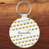 Fijne hommels witte monogram naam sleutelhanger (Voorkant)