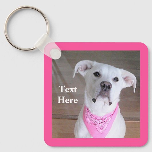 Fijne hond met mooie ogen roze dag sleutelhanger (Voorkant)