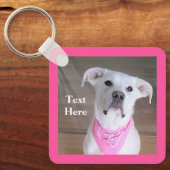 Fijne hond met mooie ogen roze dag sleutelhanger (Voorkant)