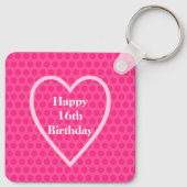 Fijne hond met mooie ogen roze dag sleutelhanger (Achterkant)