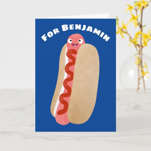 Fijne hondshond Weiner cartoon  Kaart (Gele Bloem)