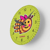 Fijne honingbij met roze vleugels ronde klok (Hoek)