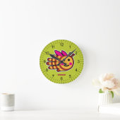 Fijne honingbij met roze vleugels ronde klok (Huis)