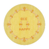 Fijne honingbijen op gele honingraat snijplank (Voorkant)