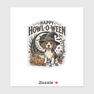 Fijne Howl-O-Ween Beagle Heksenhoed Halloween T-sh Sticker
