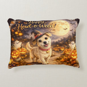 Fijne Howl-o-Ween Mopshond Halloween Ontwerp Accent Kussen
