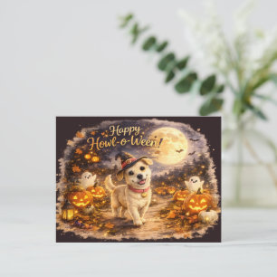 Fijne Howl-o-Ween Mopshond Halloween Ontwerp Feestdagenkaart