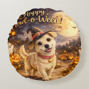Fijne Howl-o-Ween Mopshond Halloween Ontwerp Rond Kussen