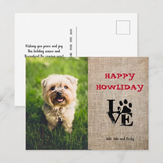 Fijne Howliday-hondliefhebber Vakantie Fotokaart Feestdagenkaart (Voorkant / Achterkant)