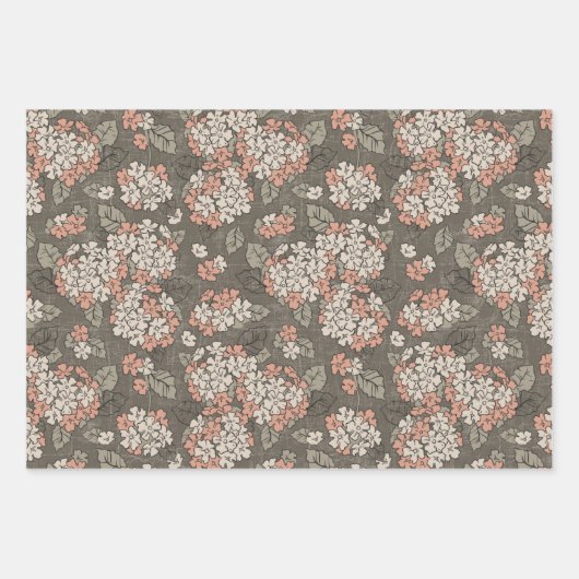 Fijne hydrang op een taupachtergrond inpakpapier vel (Voorkant)