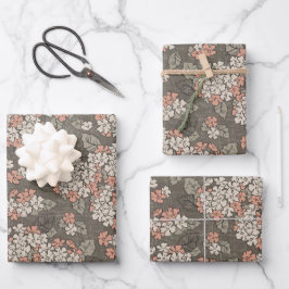 Fijne hydrang op een taupachtergrond inpakpapier vel