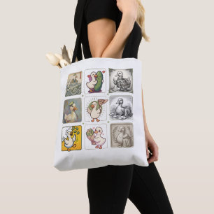 Fijne Illustratie van Eenden in Raster Kunst Tote Bag