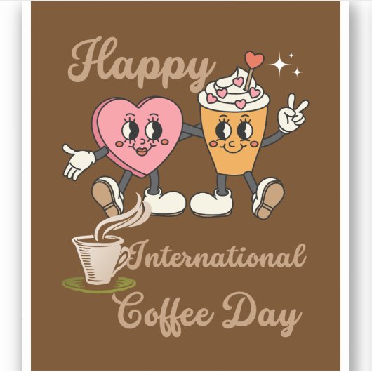 Fijne Internationale koffiedag.. Sticker (Voorkant)