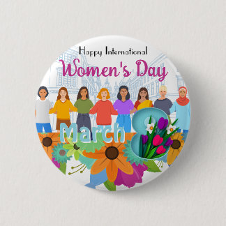Fijne Internationale Vrouwendag 8 maart Button
