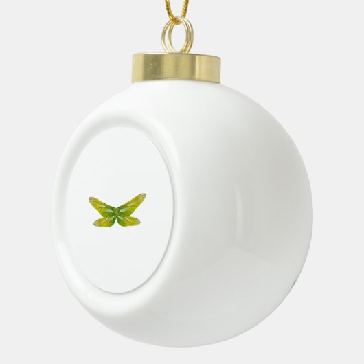 Fijne iriserende smaragdgroene libellen vleugels keramische bal ornament (Rechts)