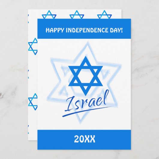 Fijne Israël onafhankelijkheidsdag Blauwe ster van Kaart (Voorkant / Achterkant)