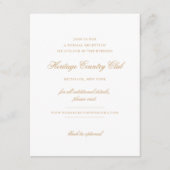 Fijne Ivoor en Gouden Script Huwelijksreceptie Informatiekaartje (Voorkant)