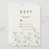 Fijne ivoren witte bloemschikking RSVP Kaart (Voorkant)