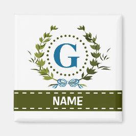 Fijne Ivy Wreath en Bow Name met Monogram G Magneet