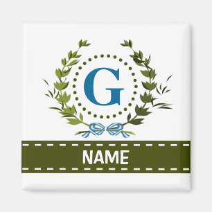 Fijne Ivy Wreath en Bow Name met Monogram G Magneet