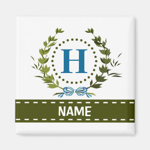Fijne Ivy Wreath en Bow Name met Monogram H Magneet